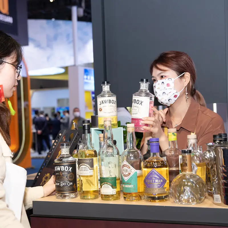 jawbox gin at chinese trade show with Sinowei